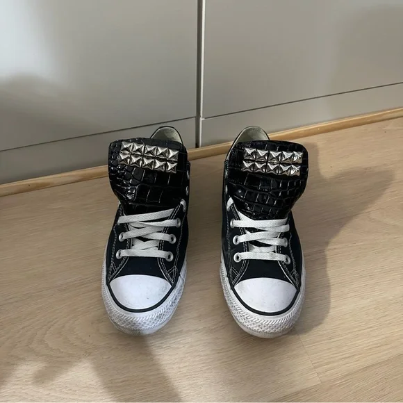 Custom Converse Black Crocodile Leather Studded Tongue - Picture 6 of 6